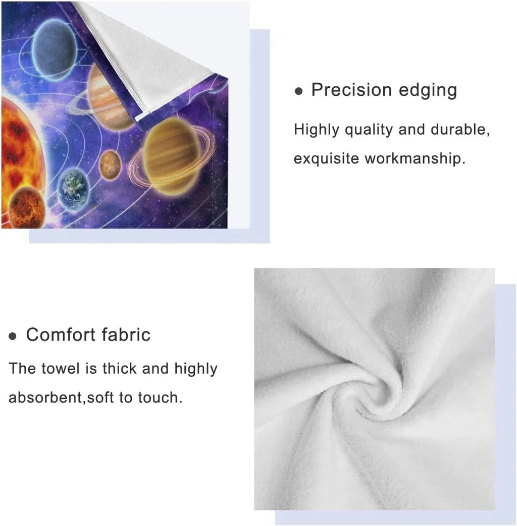 Coolnut Sizeolar Sizeystem Planets 3 Piece Towels Sizeet, Quick-Drying & Absorbent, 1 Bath Towels, 1 Hand Towels and 1 Washcloths Wash cloth