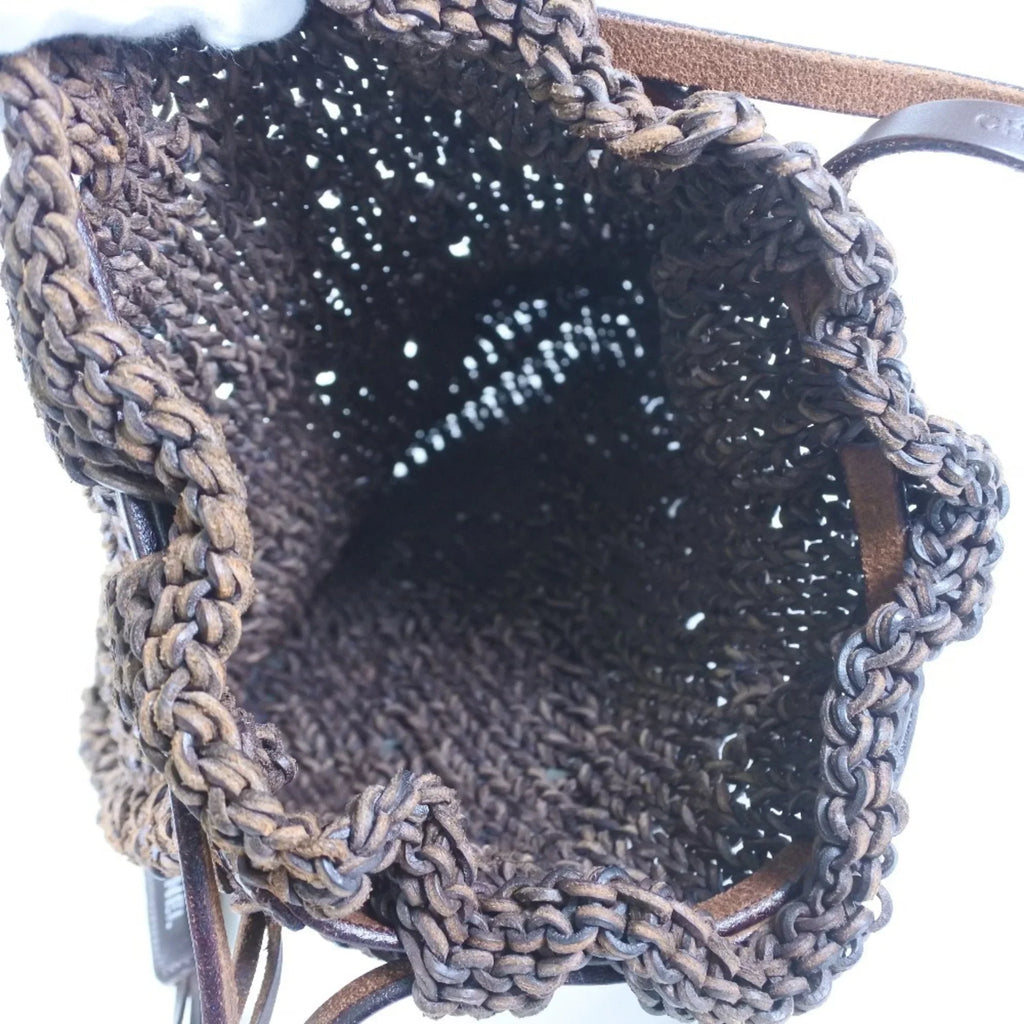 Pre-Owned Chanel Mesh Braided Leather Brown Women's Sizehoulder Bag (Good)