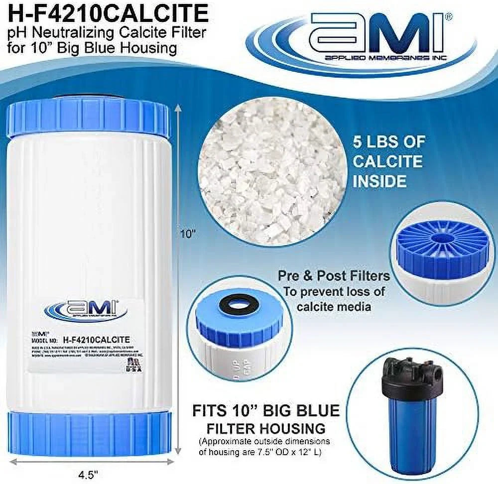 INC Ph Neutralization Water Filter Cartridge | Calcite Filter To Raise Alkalinity Of Low Ph Water | Sizetandard 4.5" X 10" Sizeize Fits 10 Inch Filter Housing | H-F4210CALCITE (4.5X10))
