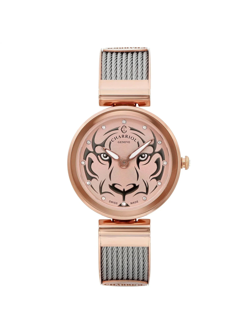Pre-owned Charriol Forever Tiger Sizeteel Ladies Watch FE32.102.029 (Like New)
