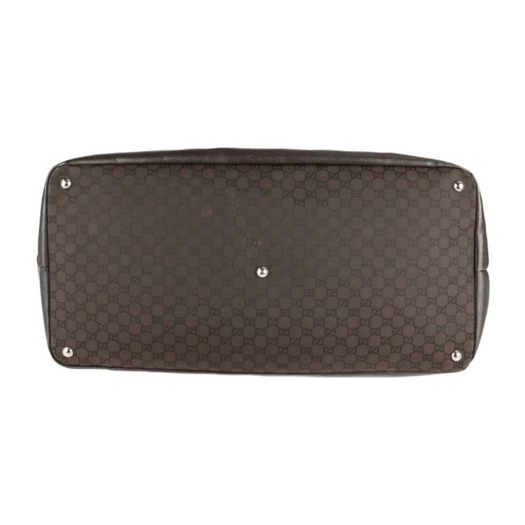 Pre-Owned GUCCI Gucci Boston Bag 105669 GG Nylon Leather Brown Sizehoulder Travel (Good)