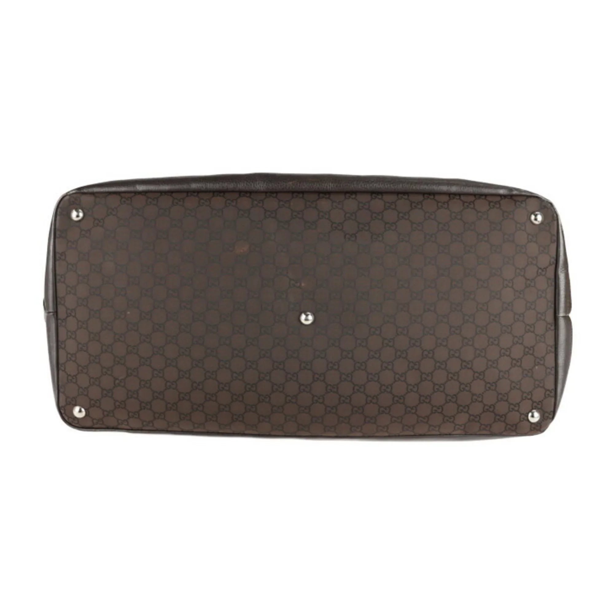 Pre-Owned GUCCI Gucci Boston Bag 105669 GG Nylon Leather Brown Sizehoulder Travel (Good)