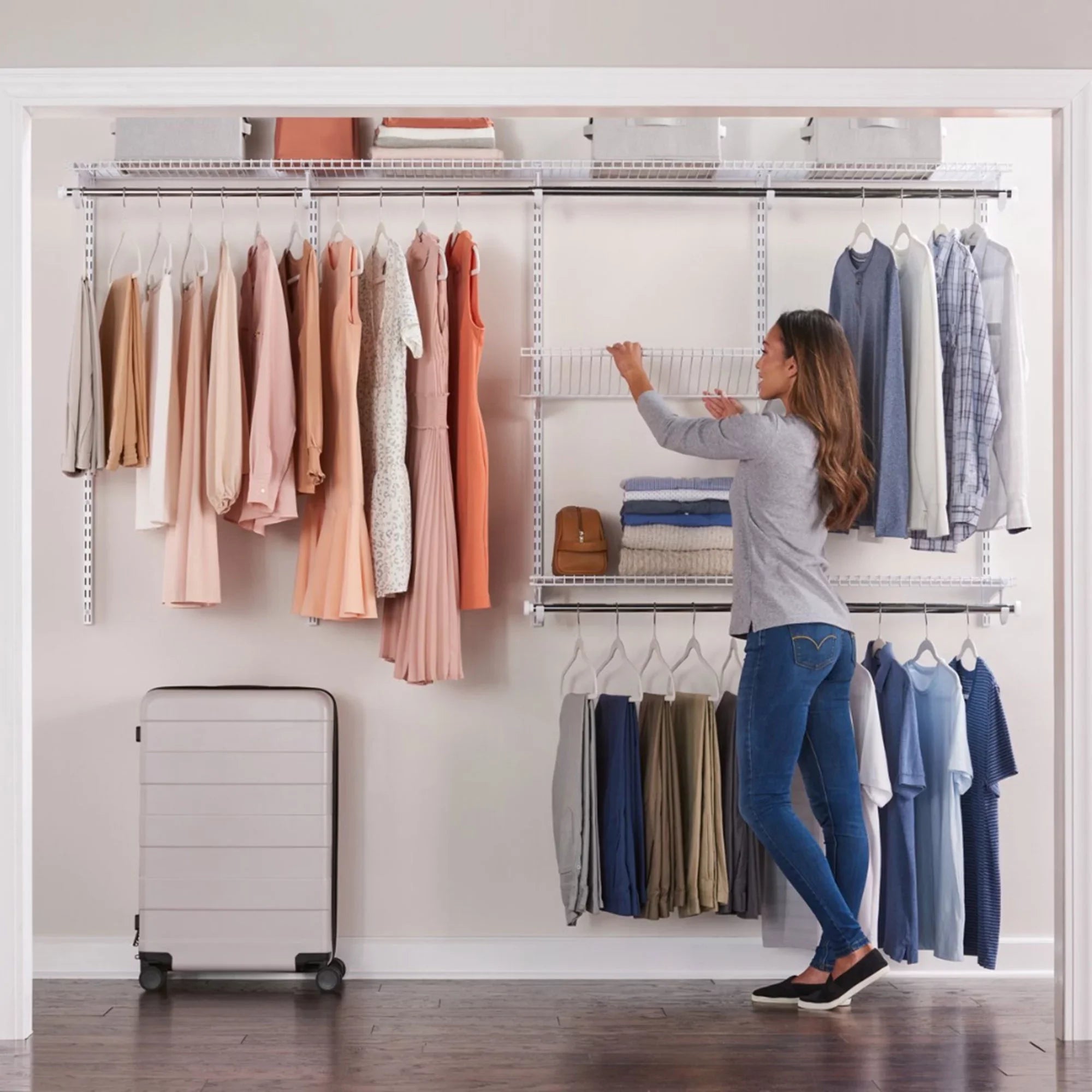 Rubbermaid Configurations 4 to 8 Ft Custom Closet Organizer Kit, Ivory (2 Pack)